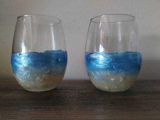 Stemless Wine Glass - Beach Inspired