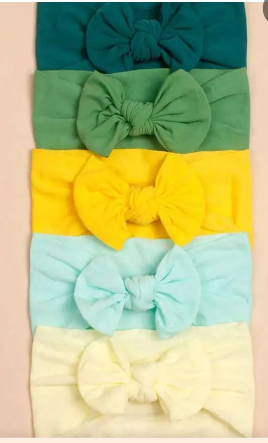 Kids Headbands - 5  greens and yellow