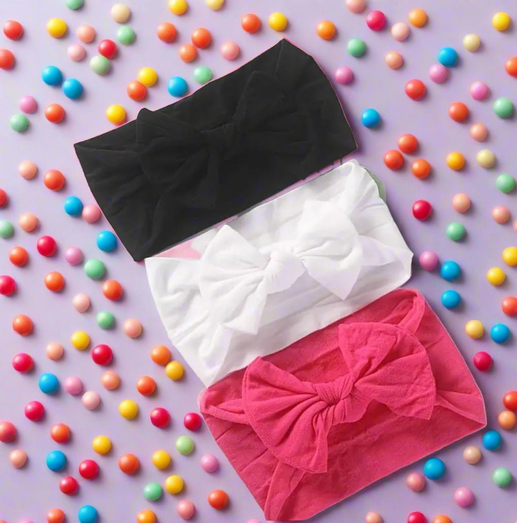 Kids Headbands - Black, White, Pink